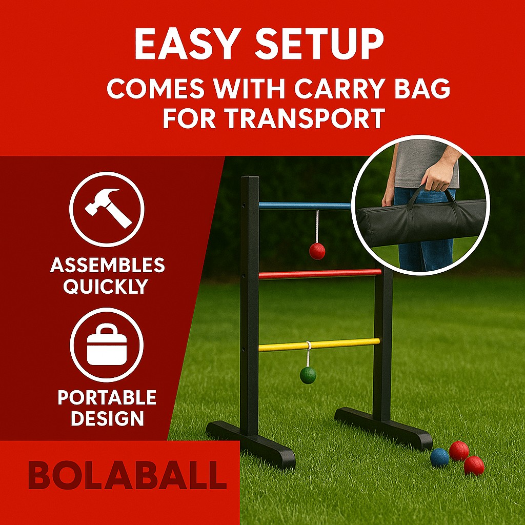 Ladder Toss Game Set – Outdoor Bolaball Yard Game, Lawn Toss Game with Ladder Targets & Soft Bola Balls – Backyard Party Game, Beach, Tailgating, Camping, Family Fun, Portable & Easy Setup