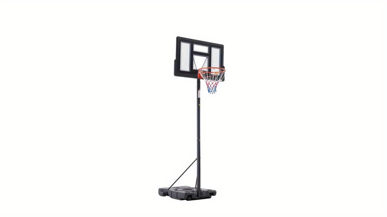 Basketball Hoop- Basketball Hoop Outdoor 6.1-10FT Adjustable Height, Basketball 44 Inch Shatterproof Backboard/Shock Absorbent Rim, Fillable Base, 2 Wheels for Backyard/Driveway