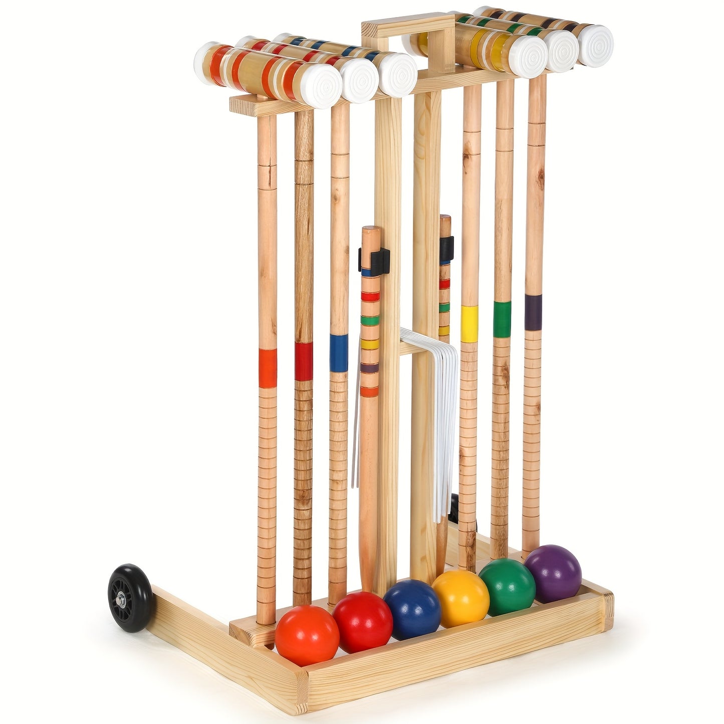 6 Player Croquet Set For Adults And Kids Croquet Lawn Game Kit With Wooden Stand For Backyard Lawn Yard Outdoor Games