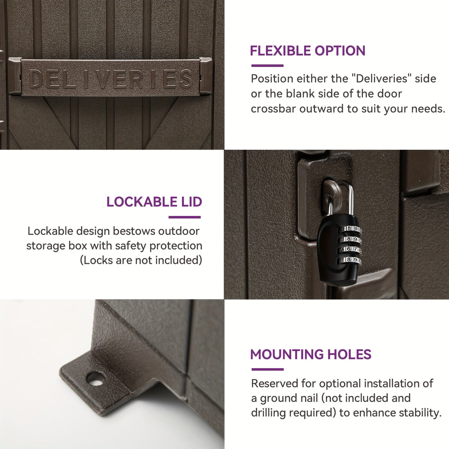 Outdoor Horizontal Storage Sheds w/o Shelf, Weather Resistant Resin Tool Shed, Multi-Opening Door for Storage of Bike, Trash Cans, Garden Tools, 35 cu ft, Waterproof, Lockable, Dark Gray