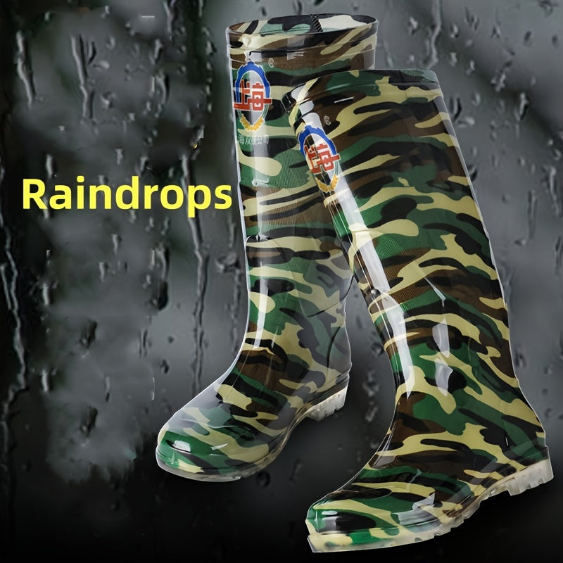 Waterproof High Top Rain Boots For Men, Anti Slip Deck Boots For Outdoor Fishing Boating Gardening