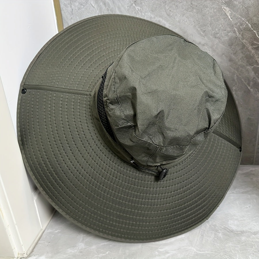 Men's Fashionable Wide Brim Hat - Adjustable Fit, Breathable Fabric, Suitable for Outdoor Vacation, Fishing Trips, and Summer Beach Hats