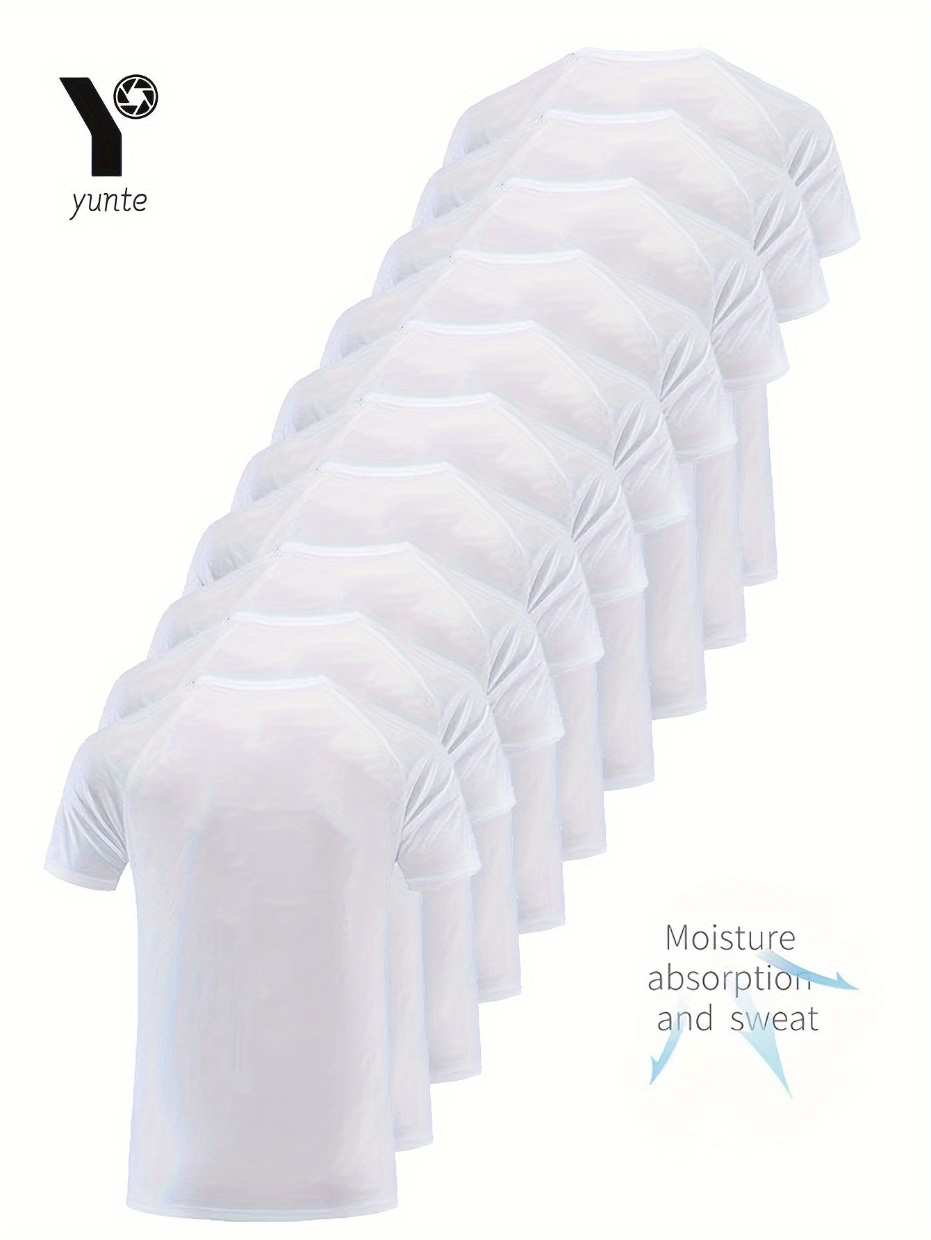 10pcs Men's Ultra-Light Quick-Dry T-Shirts in Black & White - Breathable, Sweat-Wicking Fabric for Gym, Running & Fitness | Comfortable Short Sleeve Crew Neck Tops for Sports Training