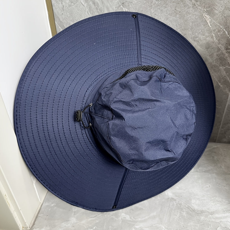 Men's Fashionable Wide Brim Hat - Adjustable Fit, Breathable Fabric, Suitable for Outdoor Vacation, Fishing Trips, and Summer Beach Hats