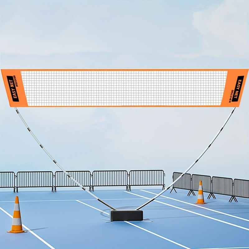 Portable Badminton Net with Carry Bag - Foldable Nylon Sports Net for Tennis, Volleyball & Badminton, Easy Setup & Storage, Orange & Black Design for Home Use