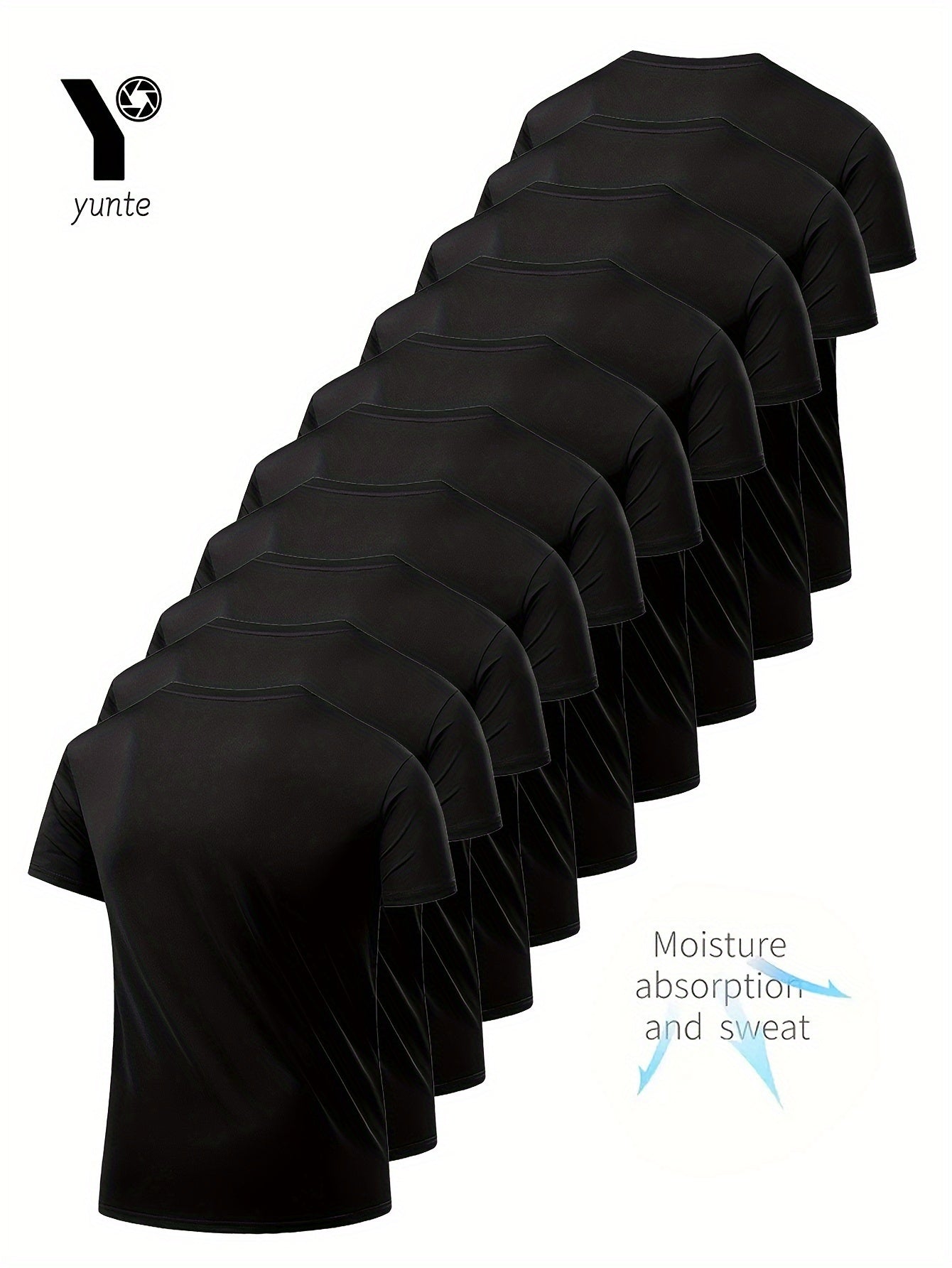 10pcs Men's Ultra-Light Quick-Dry T-Shirts in Black & White - Breathable, Sweat-Wicking Fabric for Gym, Running & Fitness | Comfortable Short Sleeve Crew Neck Tops for Sports Training