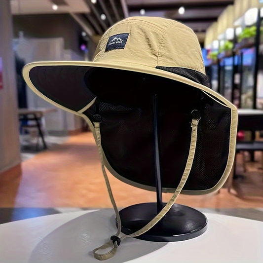[Breathable Sun Hat] Breathable Polyester 1pc Men's Sun Hat | Perfect for Fishing, Hiking, and Camping - Available in Khaki, Black, Navy Blue, 3 Different Colors, Hand Washable