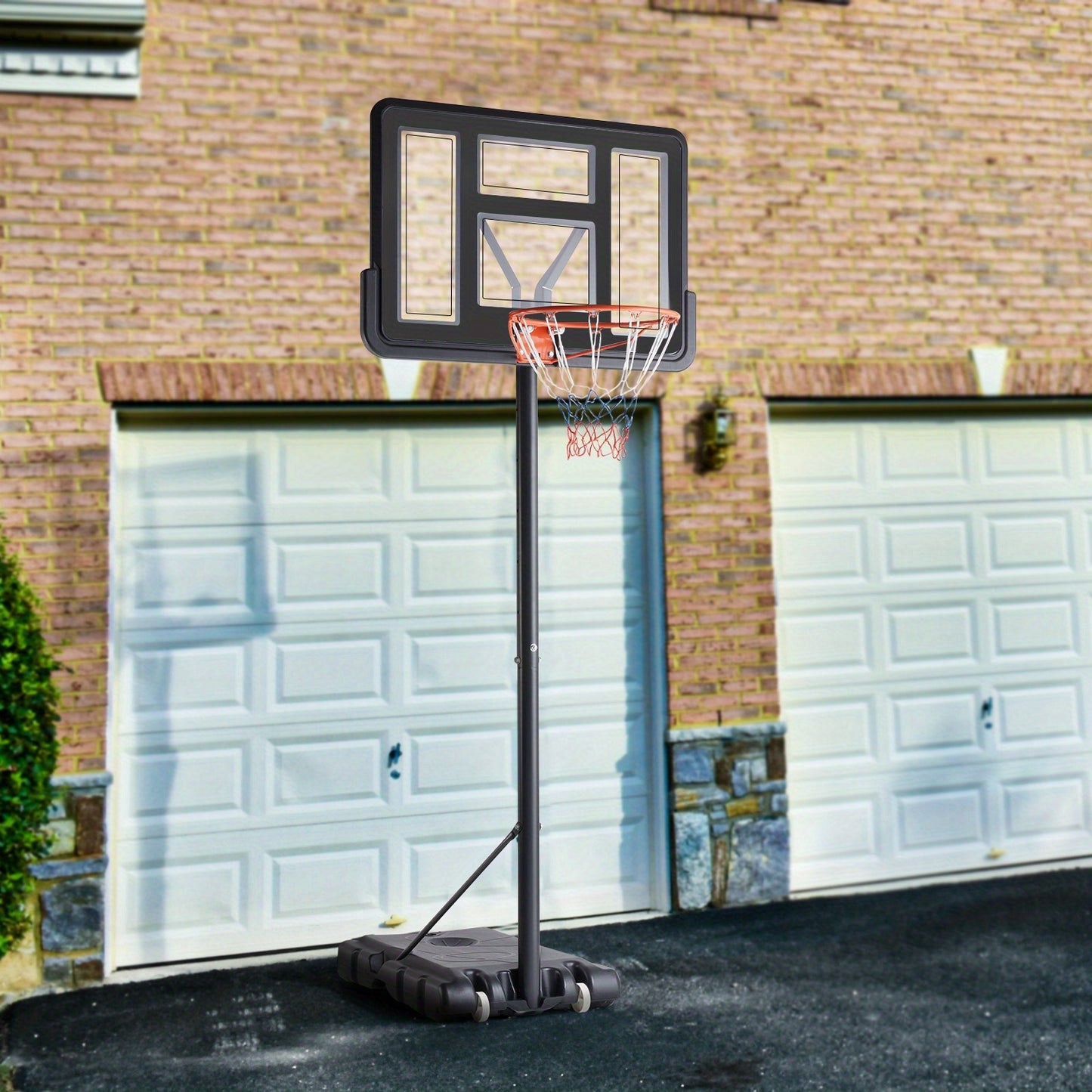 Basketball Hoop- Basketball Hoop Outdoor 6.1-10FT Adjustable Height, Basketball 44 Inch Shatterproof Backboard/Shock Absorbent Rim, Fillable Base, 2 Wheels for Backyard/Driveway