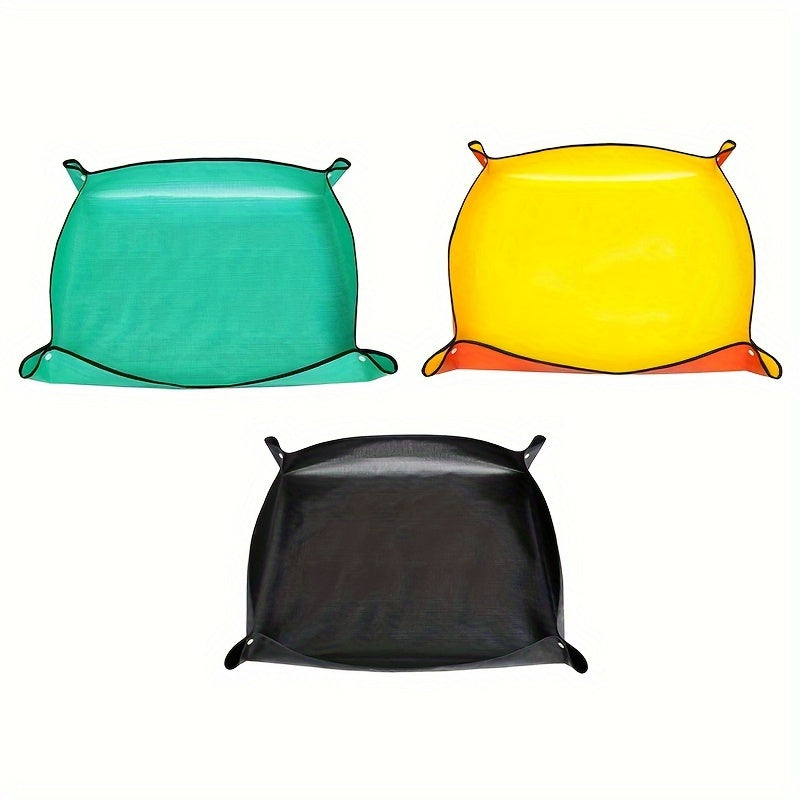 [Waterproof Gardening Mat] Durable Waterproof Gardening Mat - 32x32cm Green Circular Mat with Handles for Soil Changing, Ideal for Succulents, Flowers, and Vegetable Gardening