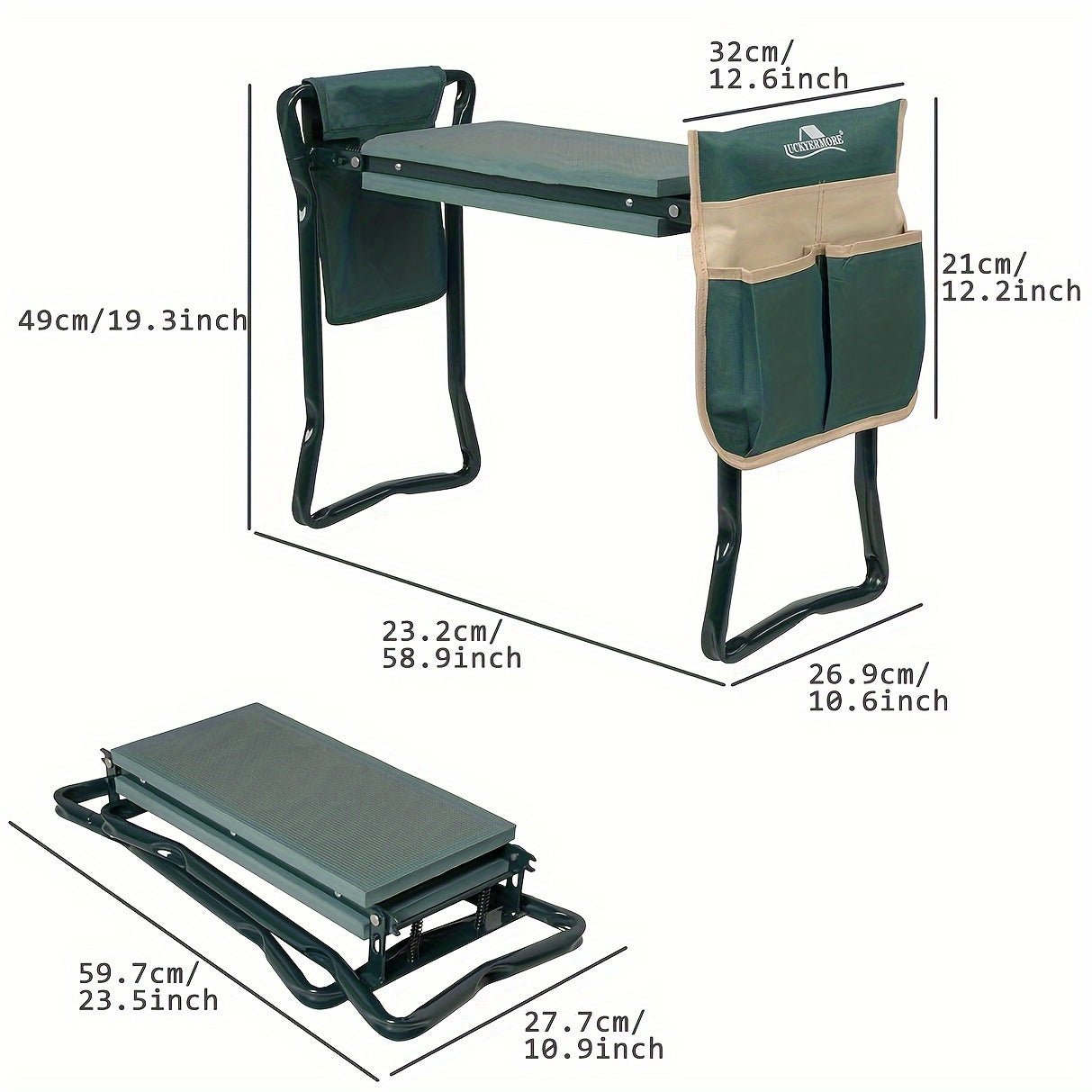 Widen Garden Kneeler and Seat, 2 in 1 Foldable Heavy Duty Garden Stool with 2 Tool Pouches, Gardening Kneeling Bench to Prevent Knee & Back Pain, EVA Foam Pad for Senior