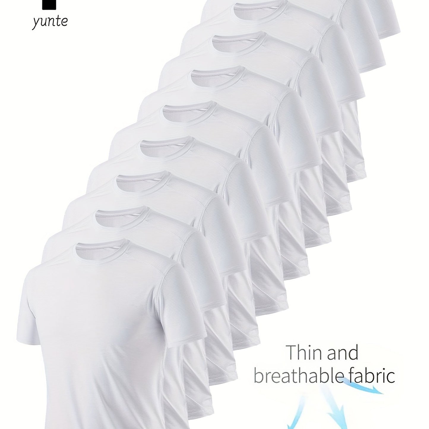 10pcs Men's Ultra-Light Quick-Dry T-Shirts in Black & White - Breathable, Sweat-Wicking Fabric for Gym, Running & Fitness | Comfortable Short Sleeve Crew Neck Tops for Sports Training