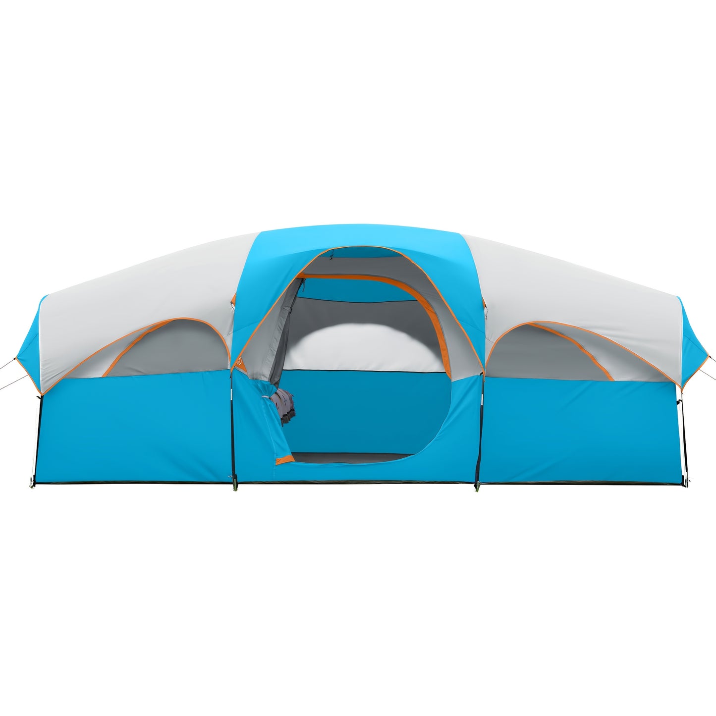 Camping Tent 8 People, Easy To Set Up, Portable Large-capacity Tent, And Windproof, Double-layer, Large Mesh Window, Spacer Curtain, Suitable For Friends Camping Party And Other Scenes (Blue)