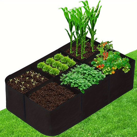 1 Pack Garden Bed, 128 Gallon 6 Grids Plant Grow Bags, 48x24x12inch Breathable Planter Raised Beds For Growing Vegetables Potatoes Flowers, Rectangle Planting Container For Outdoor Indoor Gardening