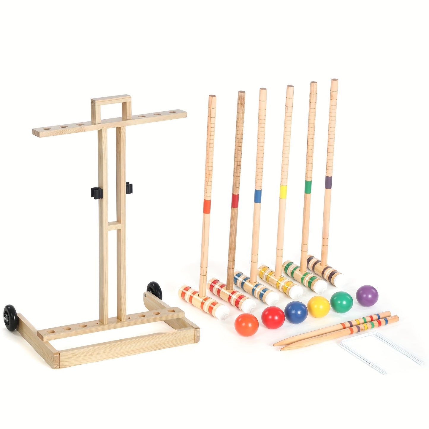 6 Player Croquet Set For Adults And Kids Croquet Lawn Game Kit With Wooden Stand For Backyard Lawn Yard Outdoor Games