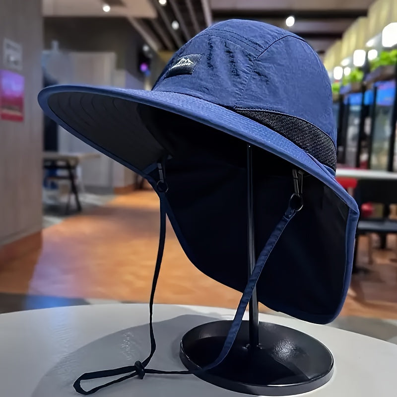 [Breathable Sun Hat] Breathable Polyester 1pc Men's Sun Hat | Perfect for Fishing, Hiking, and Camping - Available in Khaki, Black, Navy Blue, 3 Different Colors, Hand Washable