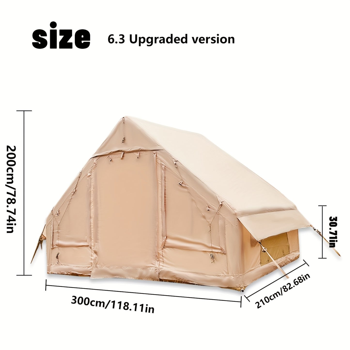 6-Person Inflatable Family Camping Tent - All-Season Waterproof Windproof with Windows, Easy Setup Herringbone Pattern Design, Includes Storage Bag for Outdoor Adventures (Easter, Valentine's Day, Mother's Day, Independence D