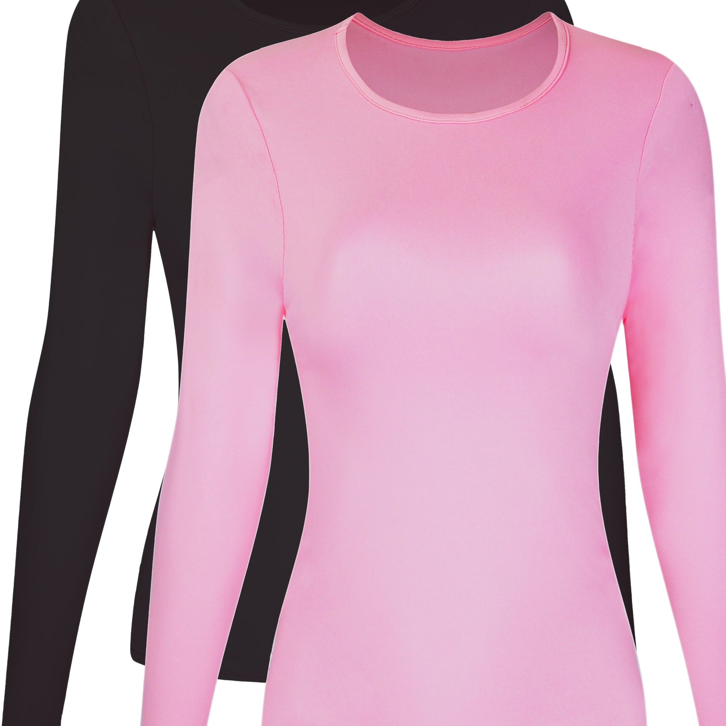 2 Packs Solid T-shirts, Casual Long Sleeve Crew Neck Slim T-shirt, Women's Clothing