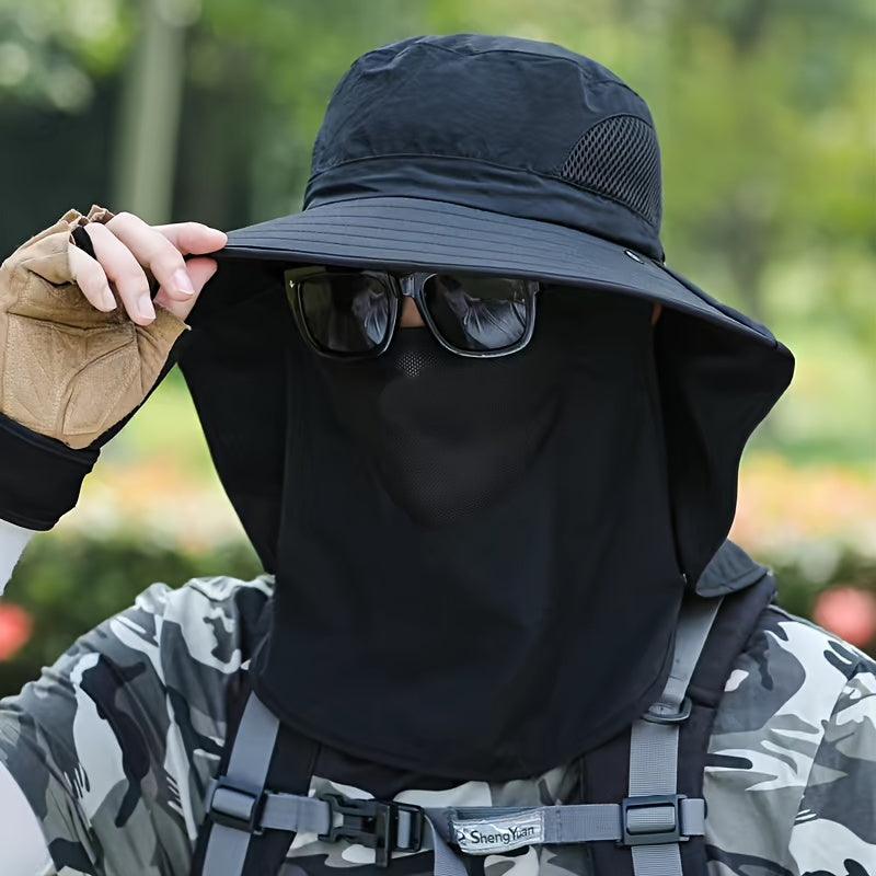 1pc Stylish Wide Brim Sun Hat - Ultimate Protection for Face and Neck, Water-Resistant, Breathable, Lightweight, Adjustable Chin Strap, Perfect for Outdoor Enthusiasts - Fishing, Beach, Cycling, Hiking, Gardening, and More