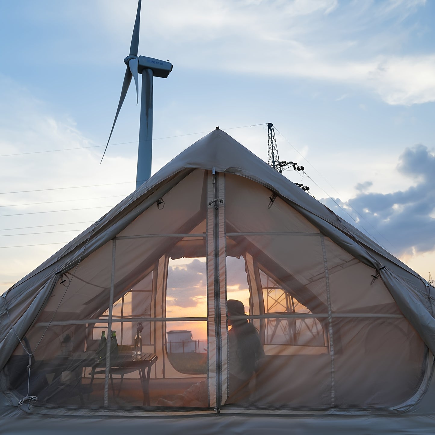 6-Person Inflatable Family Camping Tent - All-Season Waterproof Windproof with Windows, Easy Setup Herringbone Pattern Design, Includes Storage Bag for Outdoor Adventures (Easter, Valentine's Day, Mother's Day, Independence D