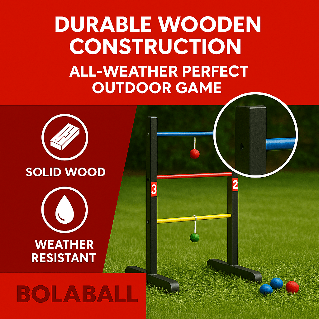 Ladder Toss Game Set – Outdoor Bolaball Yard Game, Lawn Toss Game with Ladder Targets & Soft Bola Balls – Backyard Party Game, Beach, Tailgating, Camping, Family Fun, Portable & Easy Setup
