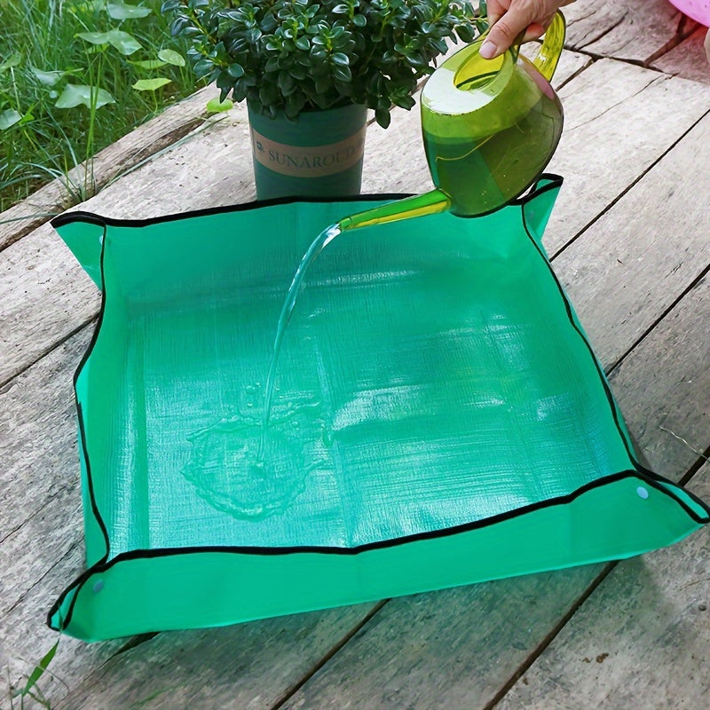 [Waterproof Gardening Mat] Durable Waterproof Gardening Mat - 32x32cm Green Circular Mat with Handles for Soil Changing, Ideal for Succulents, Flowers, and Vegetable Gardening