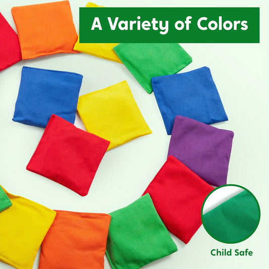 16pcs Cornhole Bean Bags for Tossing, Durable Nylon All-Weather outdoor Game, Includes 15 Bean Bags and a Carry Bag, Cornhole Game Set, Party Supplies for Kids & Adults Multicolored