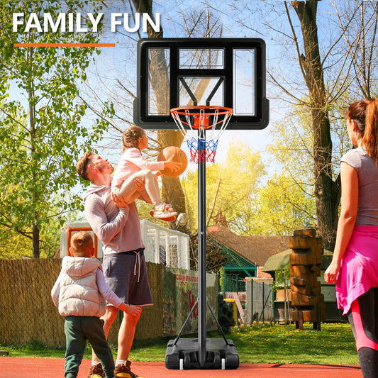 Basketball Hoop- Basketball Hoop Outdoor 6.1-10FT Adjustable Height, Basketball 44 Inch Shatterproof Backboard/Shock Absorbent Rim, Fillable Base, 2 Wheels for Backyard/Driveway