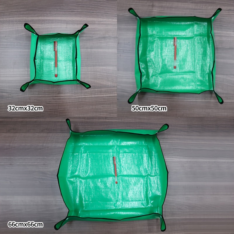 [Waterproof Gardening Mat] Durable Waterproof Gardening Mat - 32x32cm Green Circular Mat with Handles for Soil Changing, Ideal for Succulents, Flowers, and Vegetable Gardening