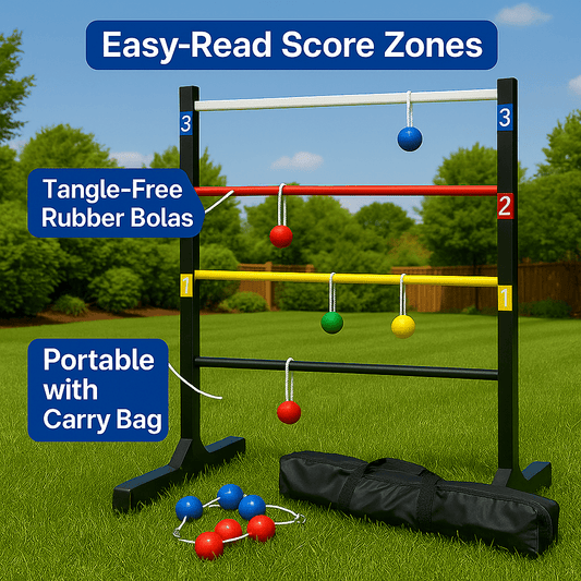 Ladder Toss Game Set – Outdoor Bolaball Yard Game, Lawn Toss Game with Ladder Targets & Soft Bola Balls – Backyard Party Game, Beach, Tailgating, Camping, Family Fun, Portable & Easy Setup